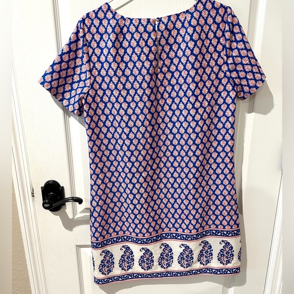 JCrew Red, White, and Blue Floral Paisley Print Shift Dress - Picture 5 of 7